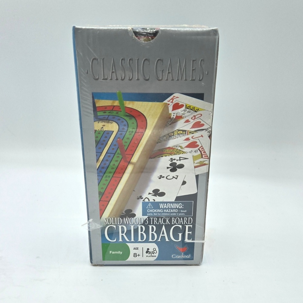 Cardinal Classic Games Solid Wood 3 Track Board Cribbage‎ Set New Sealed